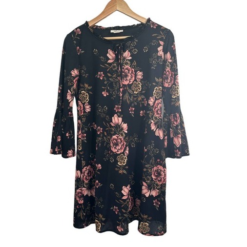Style & Co. Black And Pink Floral Midi Dress